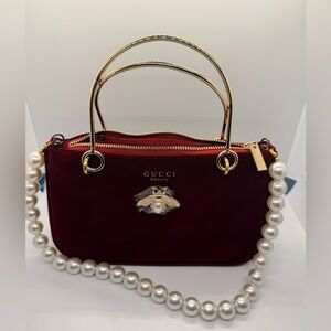 Gucci Burgundy Cosmetic Bag with Pearl Detail- GWP
